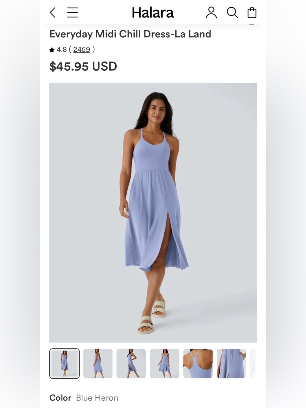 HALARA Women's Midi Dress in Blue Heron NWT